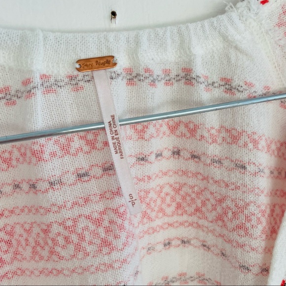 Free People embroidered peasant top tie sleeves - Picture 3 of 4